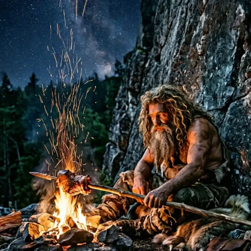 Der Riese Kolalatz am Lagerfeuer